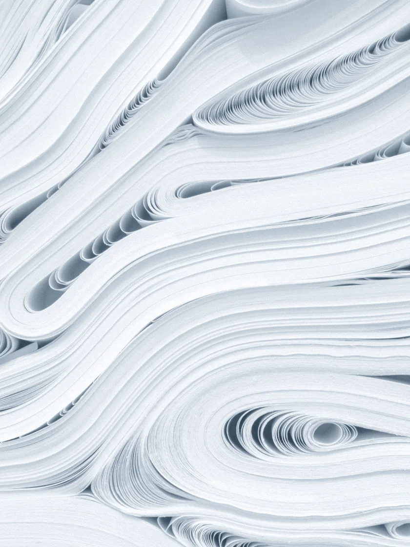 Flowing layers of paper